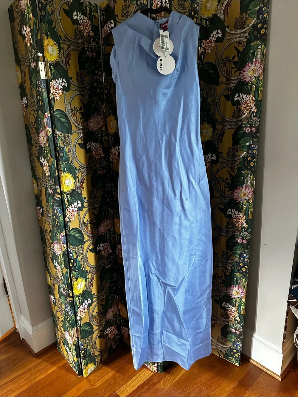 NEW STAUD rochelle dress in periwinkle maxi mock neck sleeveless  small - Picture 2 of 4